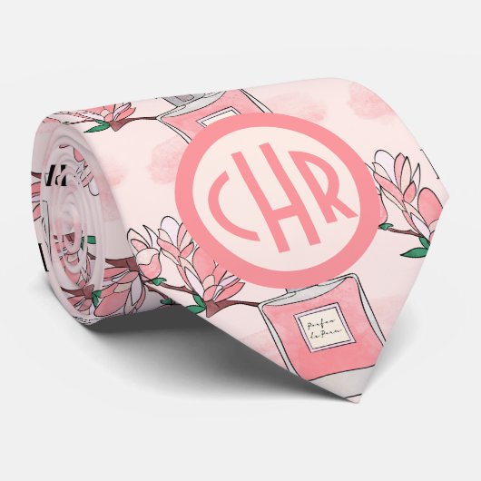 Cravate Parfums roses mignons | Parfum | Floral | Monogram (Roulé)