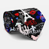 Cravate Paris French Black collage (Roulé)