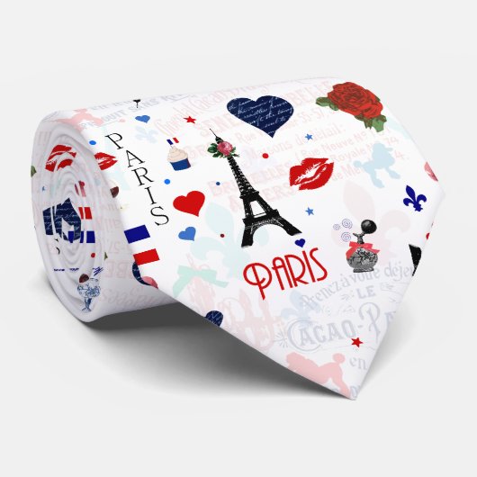 Cravate Paris motif avec Tour Eiffel (Roulé)