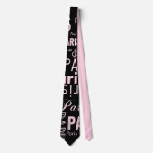 Cravate Paris rose et noir mens paris (Devant)