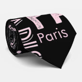 Cravate Paris rose et noir mens paris (Roulé)