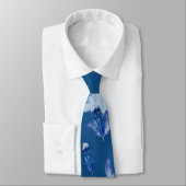 Cravate Parrot Exotique-Blanc Bleu Plumes Répéter (Attaché)