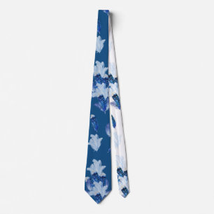 Cravate Parrot Exotique-Blanc Bleu Plumes Répéter