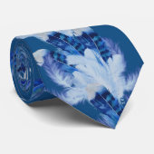 Cravate Parrot Exotique-Blanc Bleu Plumes Répéter (Roulé)