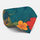 Cravate Parrot Floral coloré Motif personnalisé (Roulé)