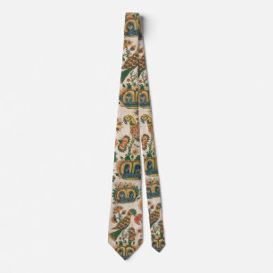 Cravate Parrots Art Vintage Design Joyaux Tons