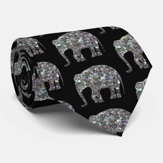 Cravate Parties scintillant argentée brillant Eléphant mot (Roulé)