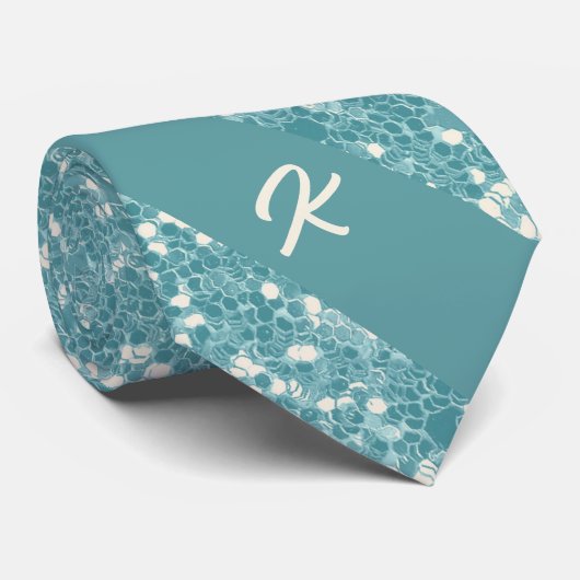 Cravate Parties scintillant Bleu tendance Monogramme éléga (Roulé)