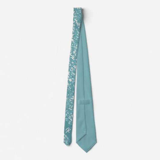 Cravate Parties scintillant Bleu tendance Monogramme éléga (Dos)