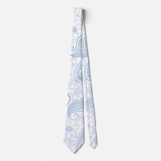 Cravate Parties scintillant bleue classique Paisley Motif  (Devant)