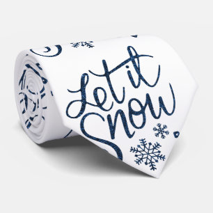 Cravate Parties scintillant Bleue Laisser Il Neige Calligr