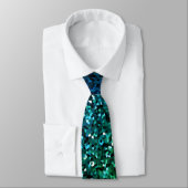 Cravate Parties scintillant bleue verte Motifs Abstrait Ma (Attaché)