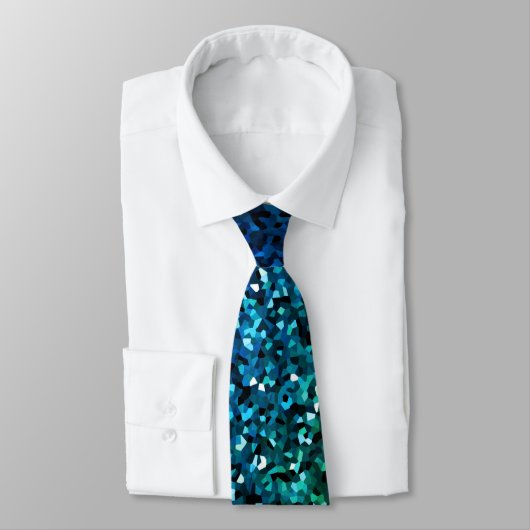 Cravate Parties scintillant bleue verte Motifs Abstrait Ma (Attaché)