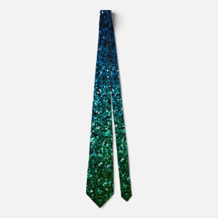 Cravate Parties scintillant bleue verte Motifs Abstrait Ma