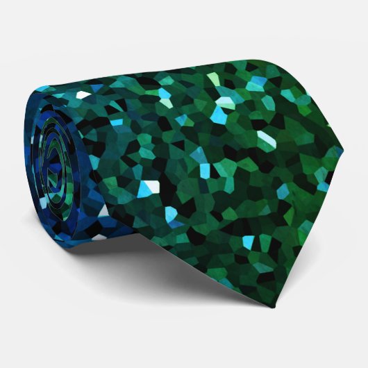 Cravate Parties scintillant bleue verte Motifs Abstrait Ma (Roulé)