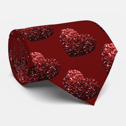 Cravate Parties scintillant cardiaque scintille motif roug (Roulé)