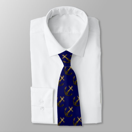 Cravate Parties scintillant d'Ancre faux or bleu marine mo (Attaché)