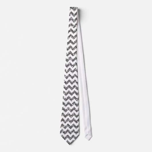 Cravate Parties scintillant d'argent moderne Chevron Zig T (Devant)