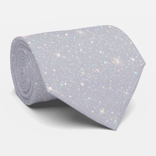 Cravate Parties scintillant d'argent Texture diamant blanc (Roulé)