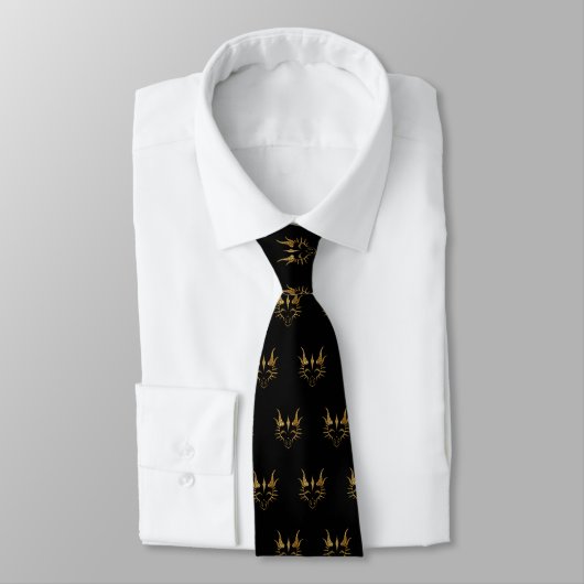 Cravate Parties scintillant d'or Dragon avec sourcils abai (Attaché)
