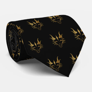 Cravate Parties scintillant d'or Dragon avec sourcils abai