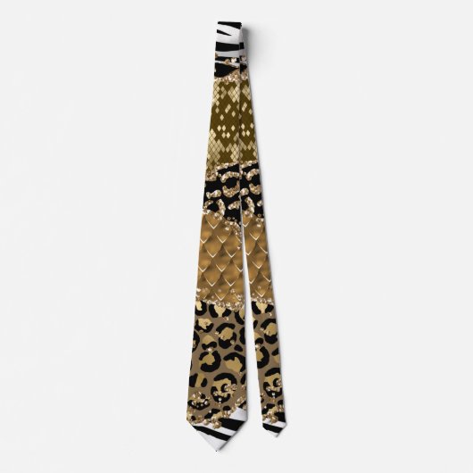 Cravate Parties scintillant d'or du Motif animal Leopard Z (Devant)