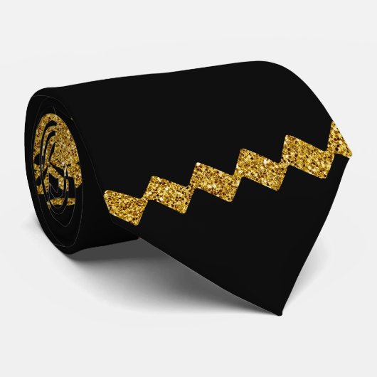 Cravate Parties scintillant d'or Joyeux Noël, Père Noël (Roulé)