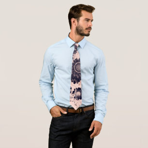 Cravate Parties scintillant d'or Rose Girly Navy Illustrat
