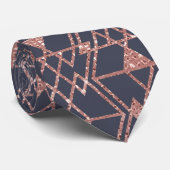 Cravate Parties scintillant d'or rose triangle bleu tribal (Roulé)