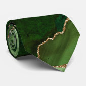 Cravate Parties scintillant d'or vert chic Agate Mariage e (Roulé)