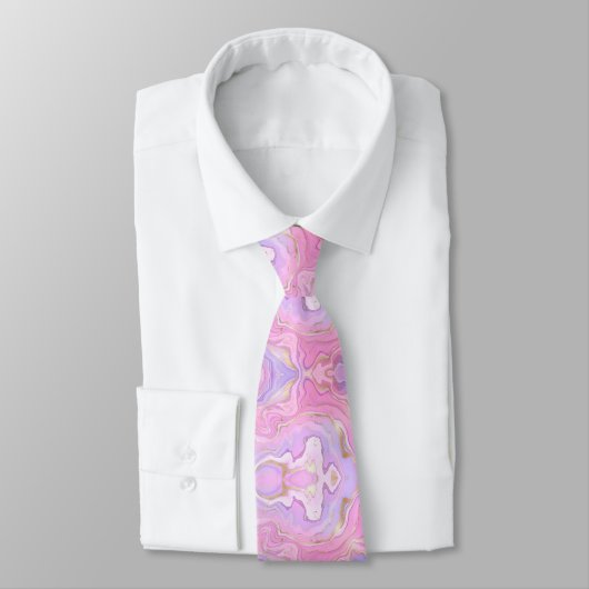 Cravate Parties scintillant en marbre rose violet or (Attaché)
