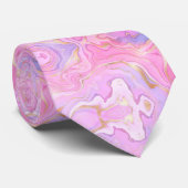 Cravate Parties scintillant en marbre rose violet or (Roulé)