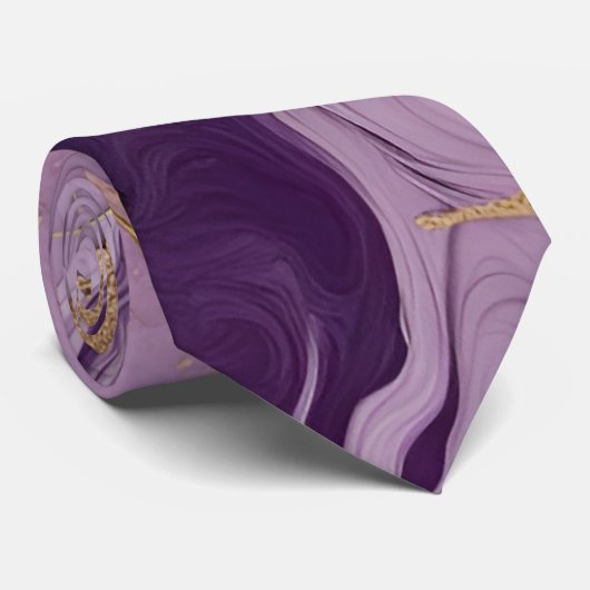 Cravate Parties scintillant en marbre rose violet or (Roulé)