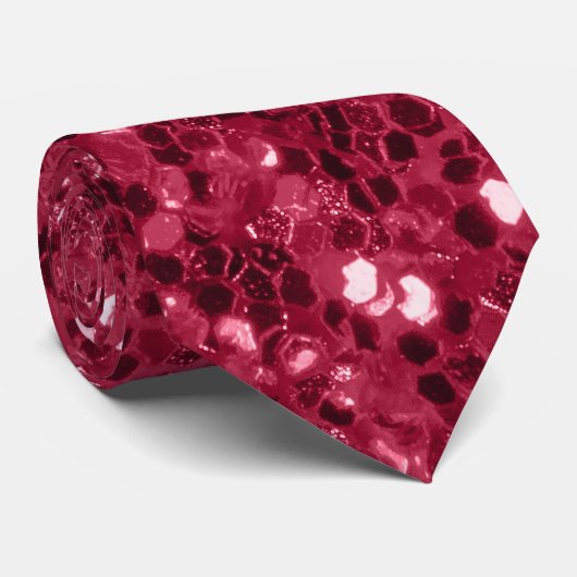 Cravate Parties scintillant faux brillant rose foncé magen (Roulé)