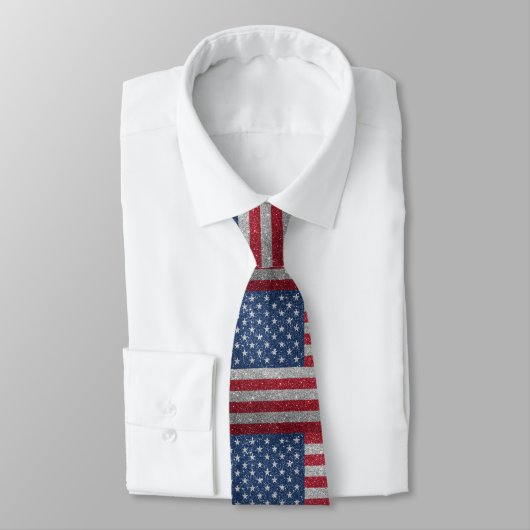 Cravate Parties scintillant look American USA Drapeau (Attaché)