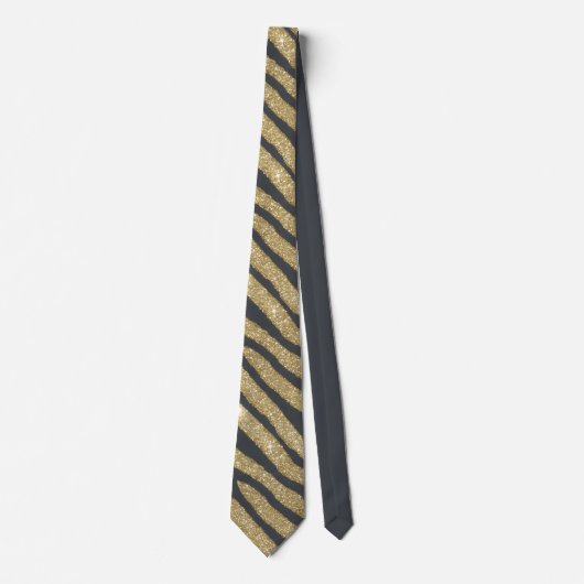 Cravate Parties scintillant noire et or brillant Zebra Tig (Devant)
