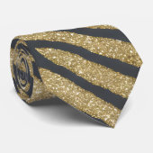 Cravate Parties scintillant noire et or brillant Zebra Tig (Roulé)