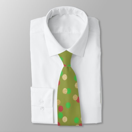 Cravate parties scintillant or élégant rouge vert confetti (Attaché)
