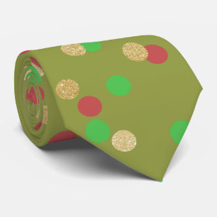 Cravate parties scintillant or élégant rouge vert confetti