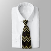 Cravate Parties scintillant or & Zigzag Chevron Motif (Attaché)