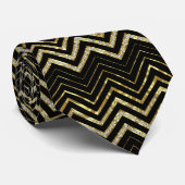 Cravate Parties scintillant or & Zigzag Chevron Motif (Roulé)
