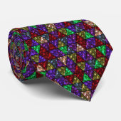 Cravate Parties scintillant. Rouge, vert, violet. (Roulé)