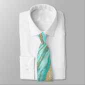 Cravate Parties scintillant Séquin Or Marbre Turquoise Smo (Attaché)