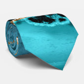 Cravate Parties scintillant turquoise bleu or marbre Aqua  (Roulé)