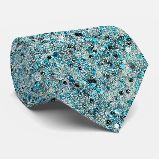 Cravate Parties scintillant Turquoise brillant Arrière - p (Roulé)
