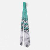Cravate Parties scintillant Turquoise moderne marbre géomé (Dos)