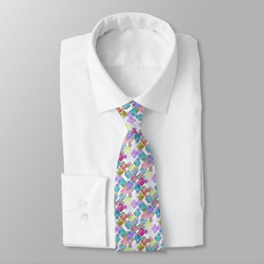 Cravate Pastel Abstrait rétro Carré Motif Pois (Attaché)