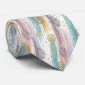Cravate Pastel Brushstroke & Gold Géométrique Abstrait (Roulé)