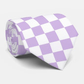 Cravate Pastel Checkerboard Checks Motif Retro Lilac (Roulé)