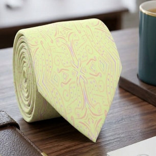 Cravate Pastel Color Dots Et Motif Art Lignes Effilées